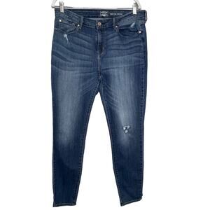 Levi's Mid‎ Rise Skinny Jeans Whiskered Distressed Zip Fly Buttoned Blue 16 L